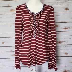 Anthropologie Postmark Ruffle Henley Top